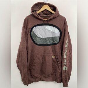 Carhartt Hoodie Sweatshirt Custom Among Us Graphic Midweight Port Red Mens XL